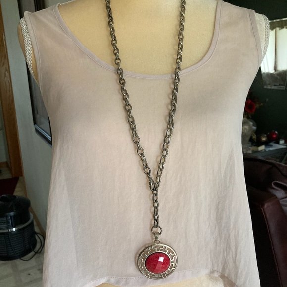 Jewelry - Red Stone Statement Necklace from Spain 19 inches chain